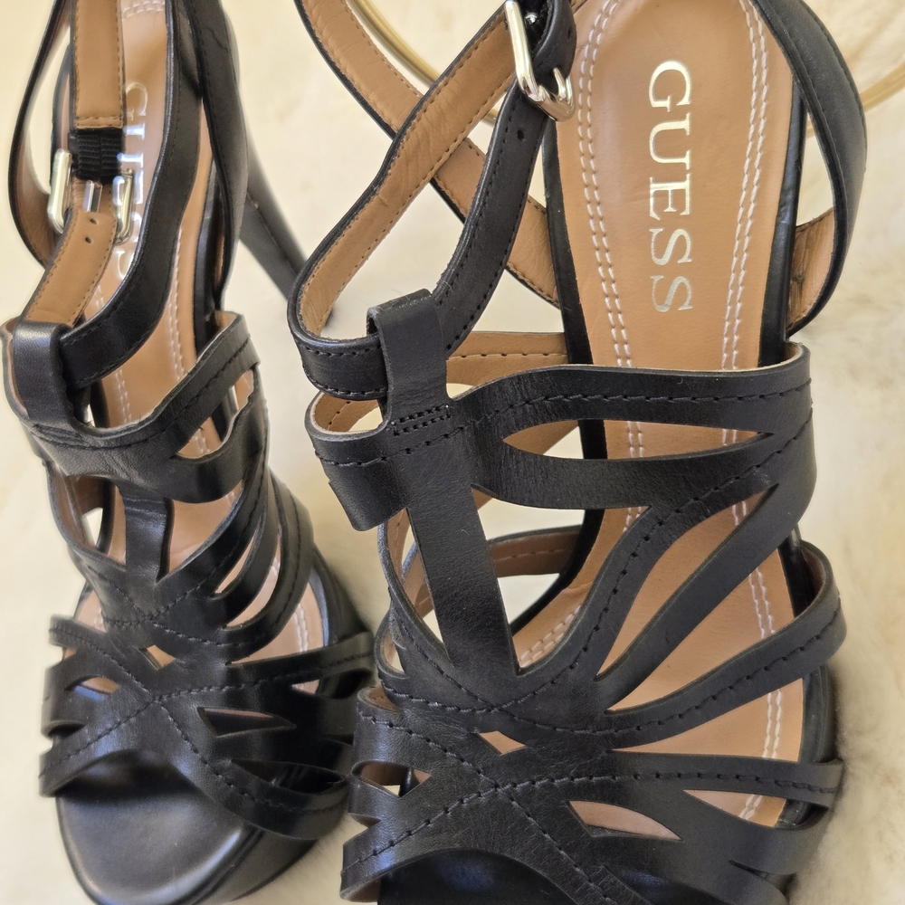 Guess Black Strappy Heels